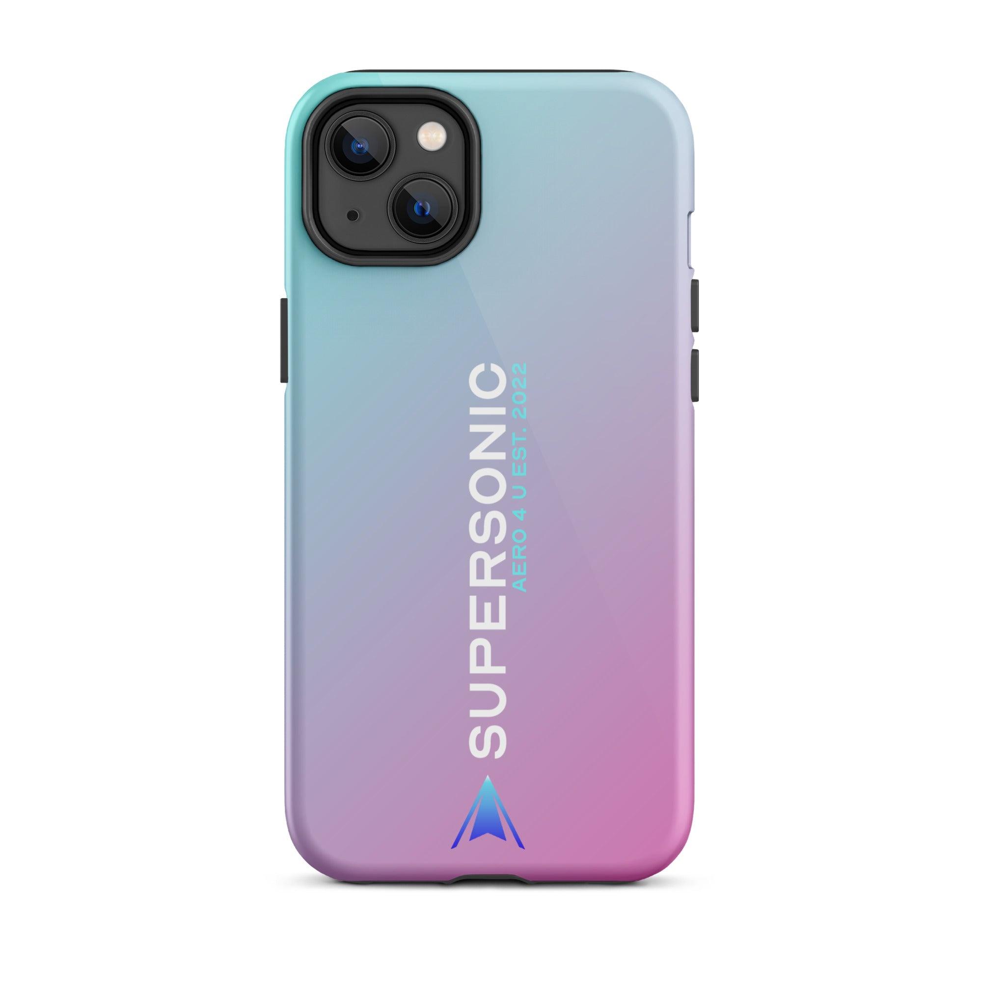 Tough iPhone case "Supersonic" pink turquoise gradient - SUPERSONIC aero 4U