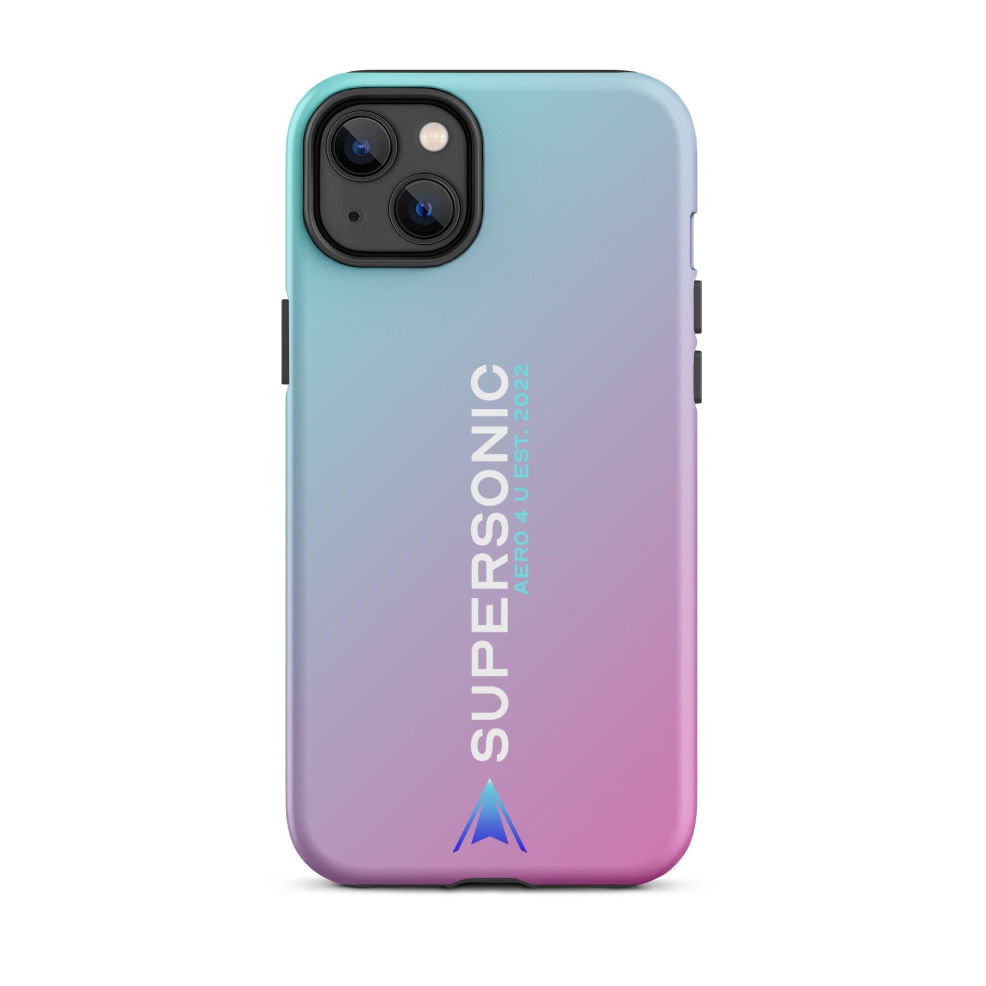 Tough iPhone case "Supersonic" pink turquoise gradient - SUPERSONIC aero 4U