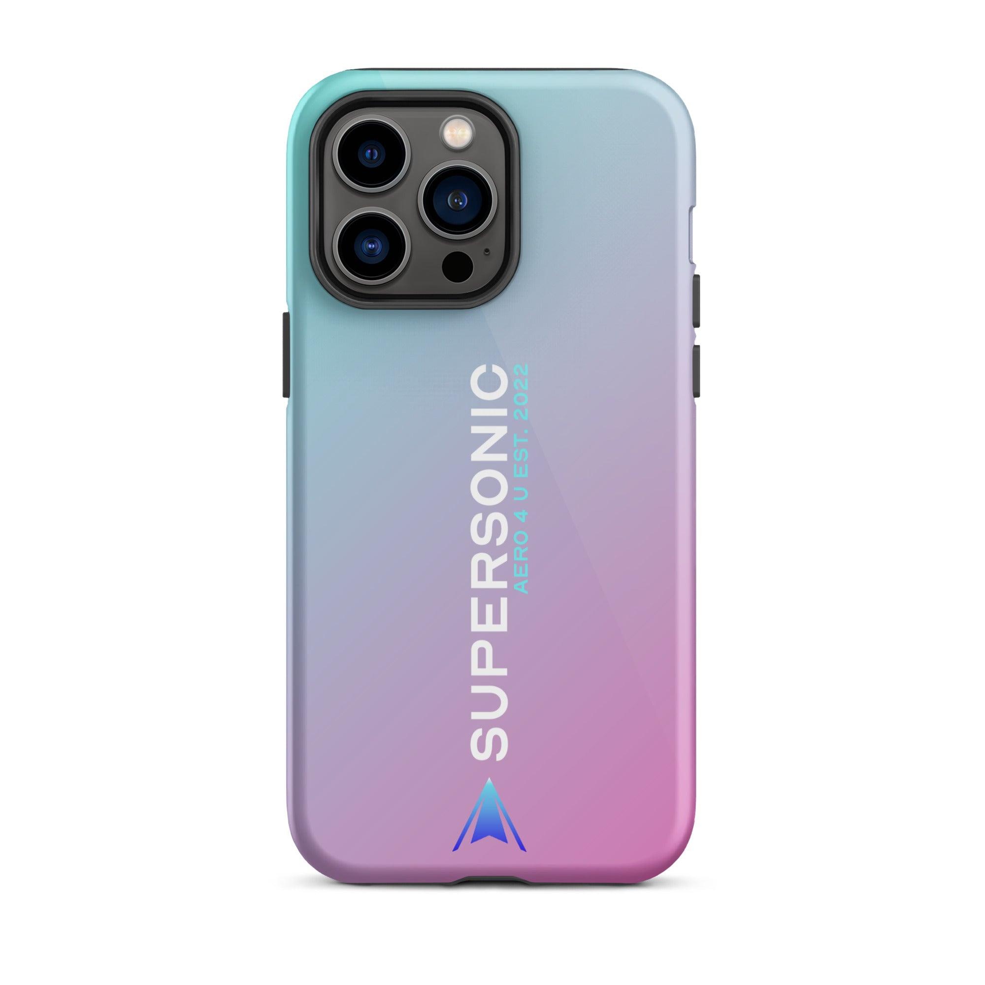 Tough iPhone case "Supersonic" pink turquoise gradient - SUPERSONIC aero 4U