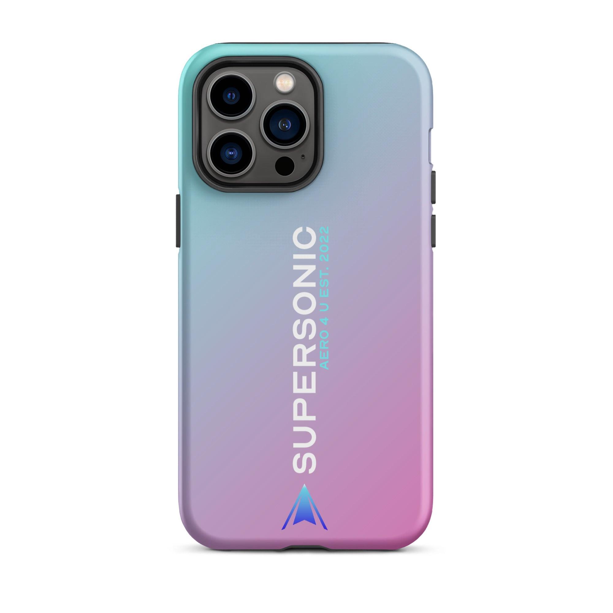 Tough iPhone case "Supersonic" pink turquoise gradient - SUPERSONIC aero 4U