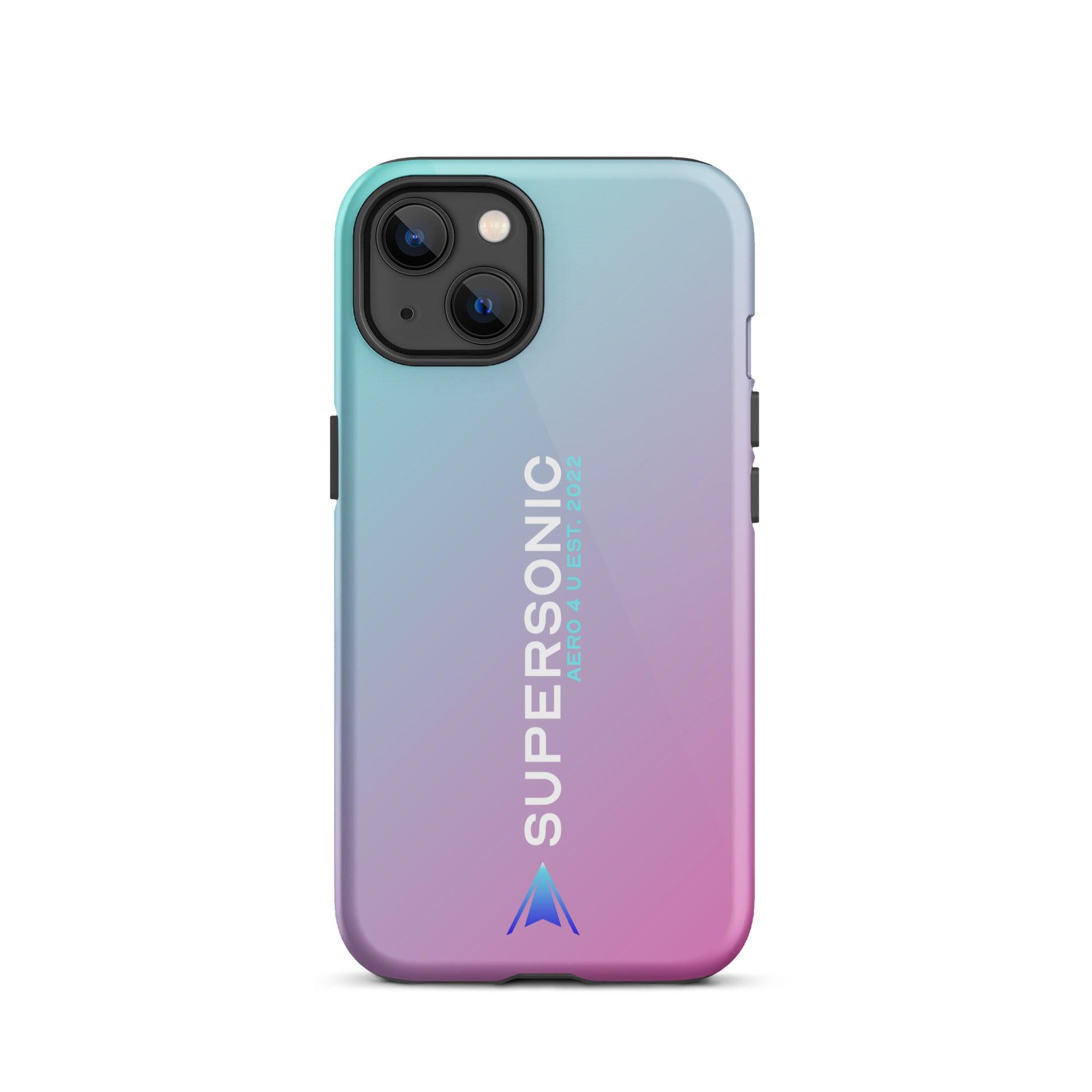 Tough iPhone case "Supersonic" pink turquoise gradient - SUPERSONIC aero 4U