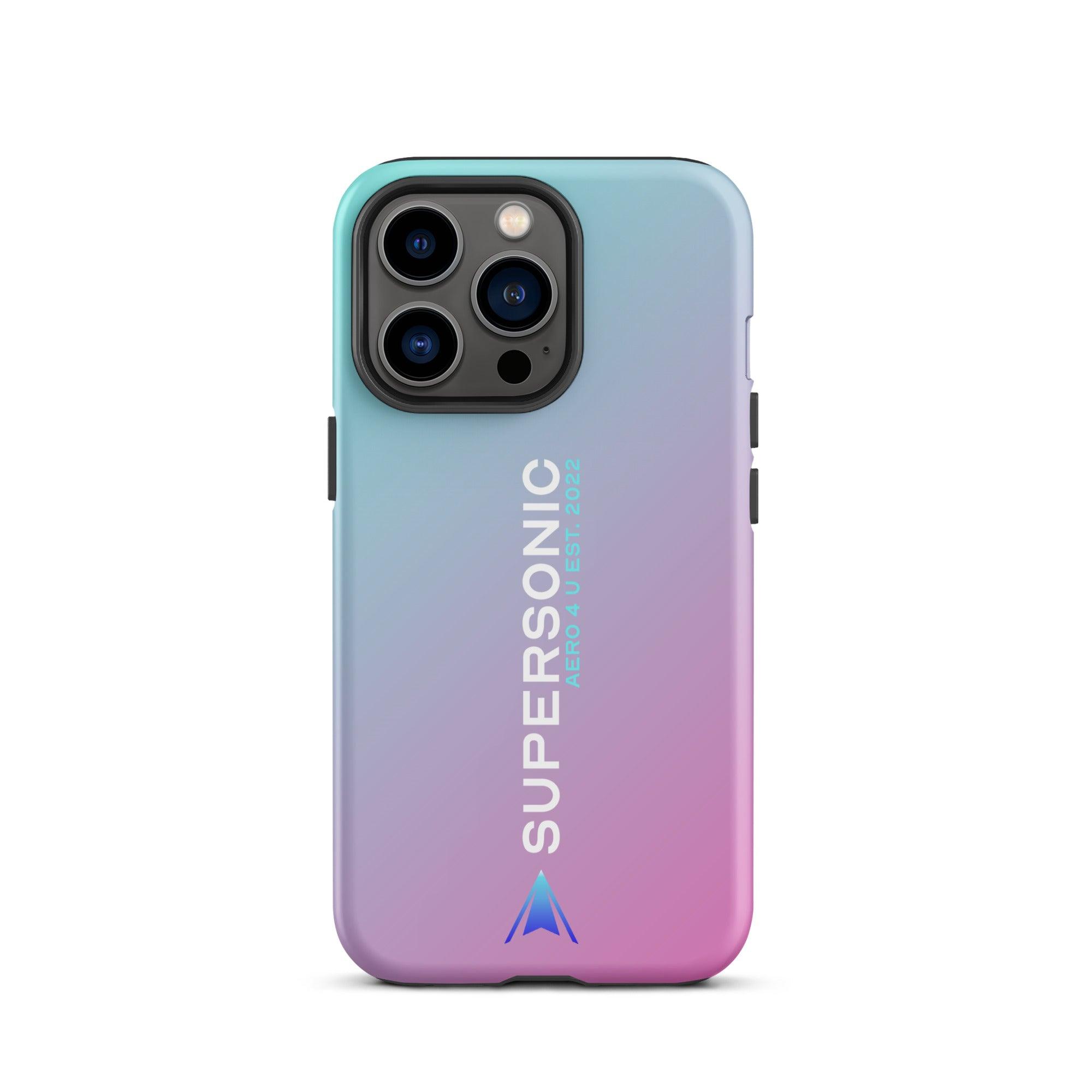 Tough iPhone case "Supersonic" pink turquoise gradient - SUPERSONIC aero 4U