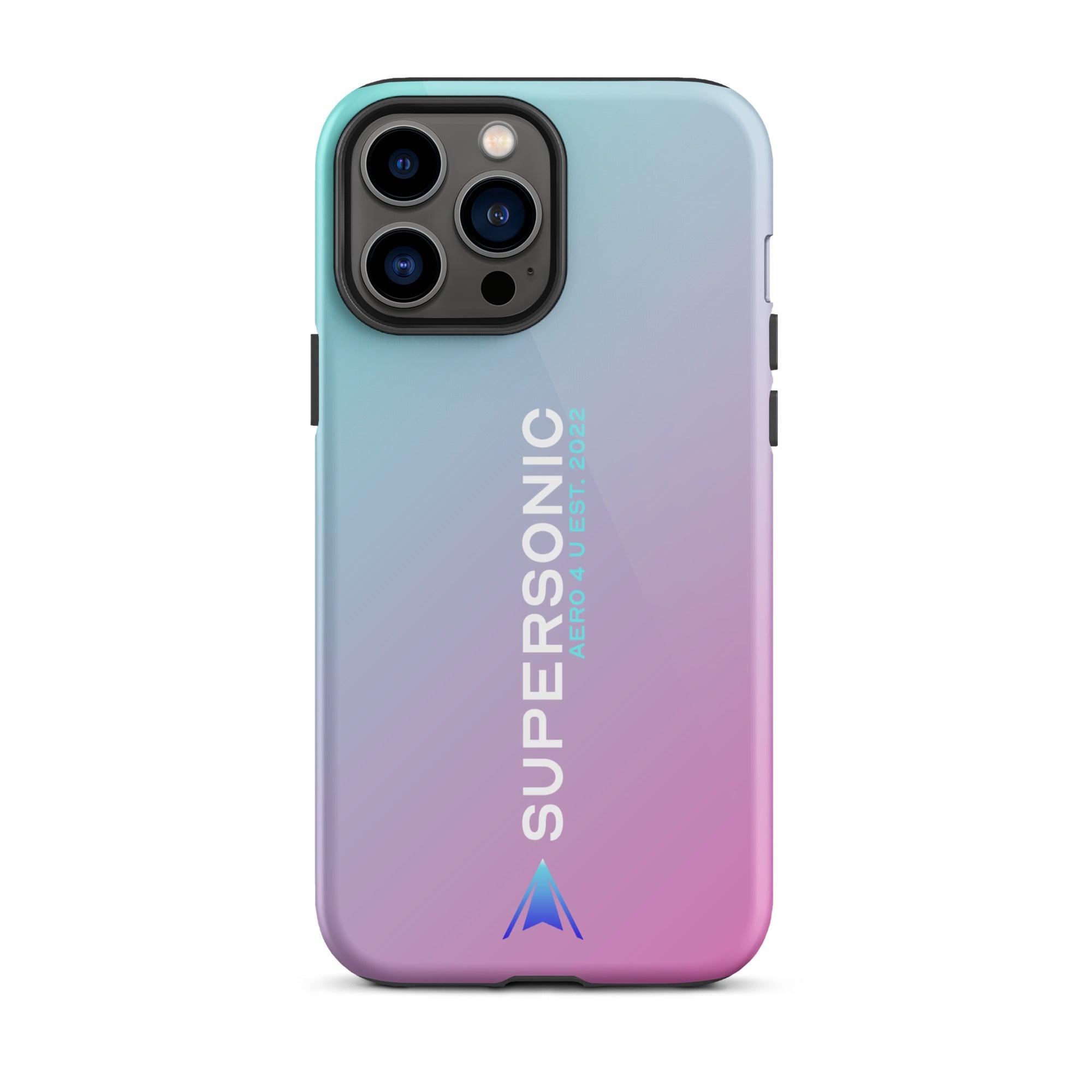 Tough iPhone case "Supersonic" pink turquoise gradient - SUPERSONIC aero 4U