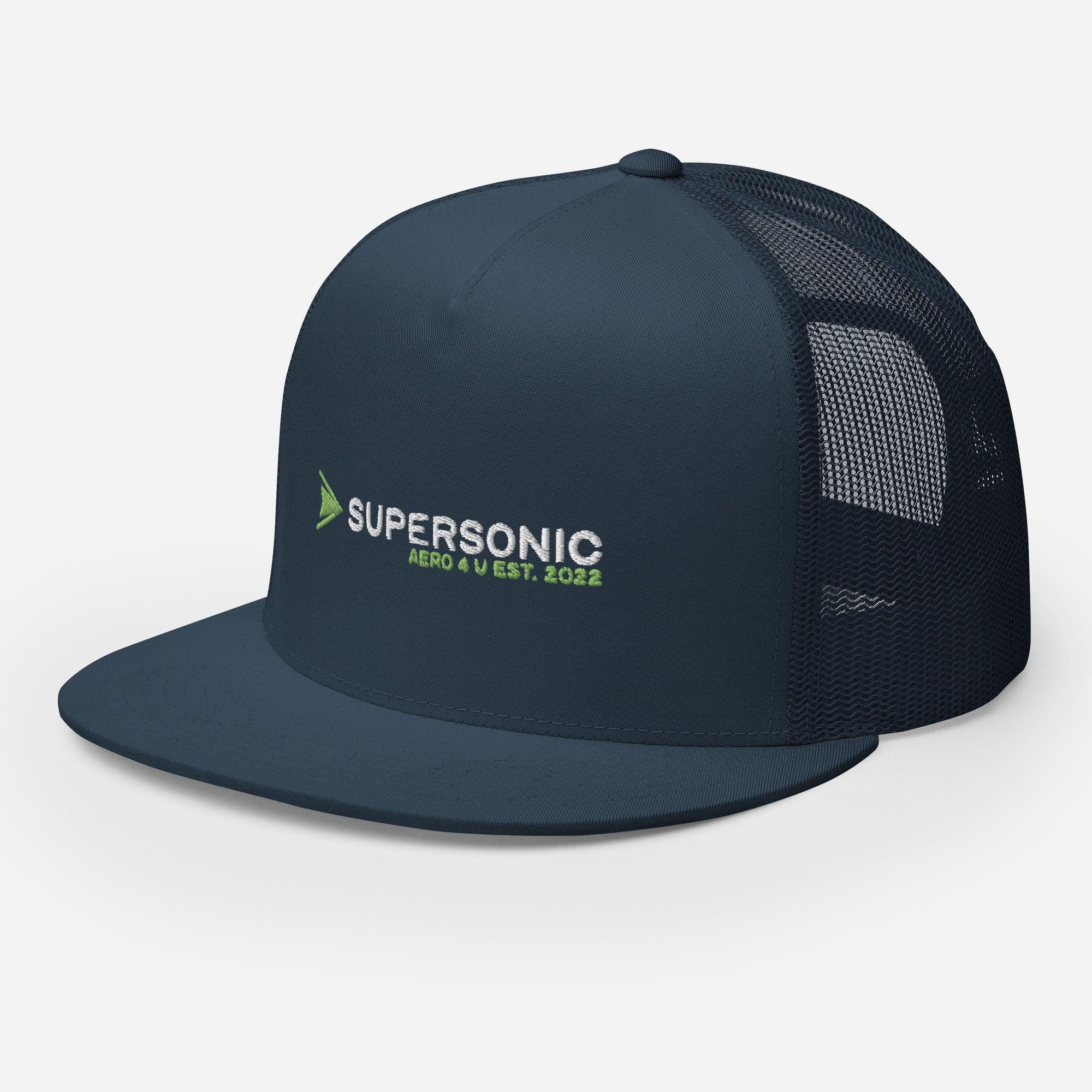 Trucker Cap "Supersonic" green Flat bill - SUPERSONIC aero 4U